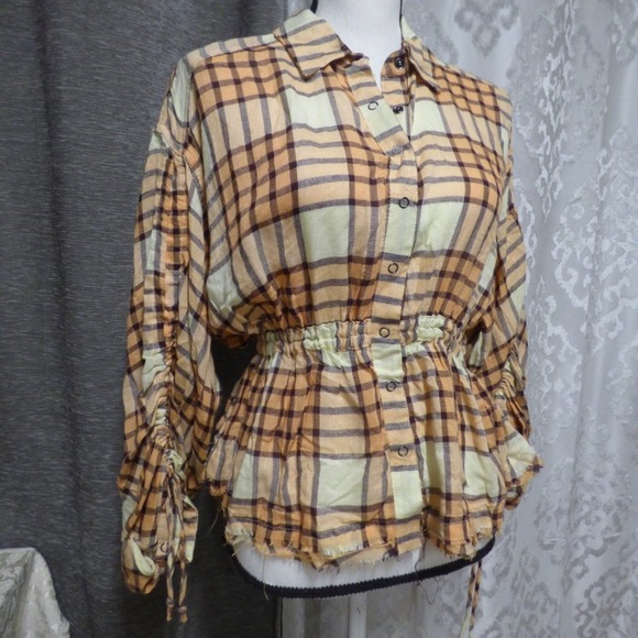 Free People plaid button up NWT Size Large - Picture 2 of 2